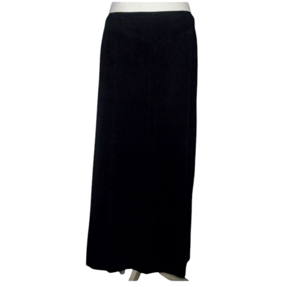 Ruby Cho Black 100% Suede Leather Whip Stitch Detail Maxi Skirt Size 12 - Picture 1 of 9